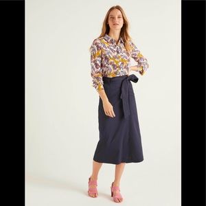 Boden Pevensie Wrap Skirt US 20/22R Navy Blue Midi